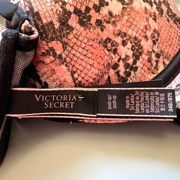 NWOT VICTORIA’S SECRET PINK SNAKE PRINT VERY SEXY PUSH UP BRA CAGE BACK SIZE 34B - Picture 13 of 13
